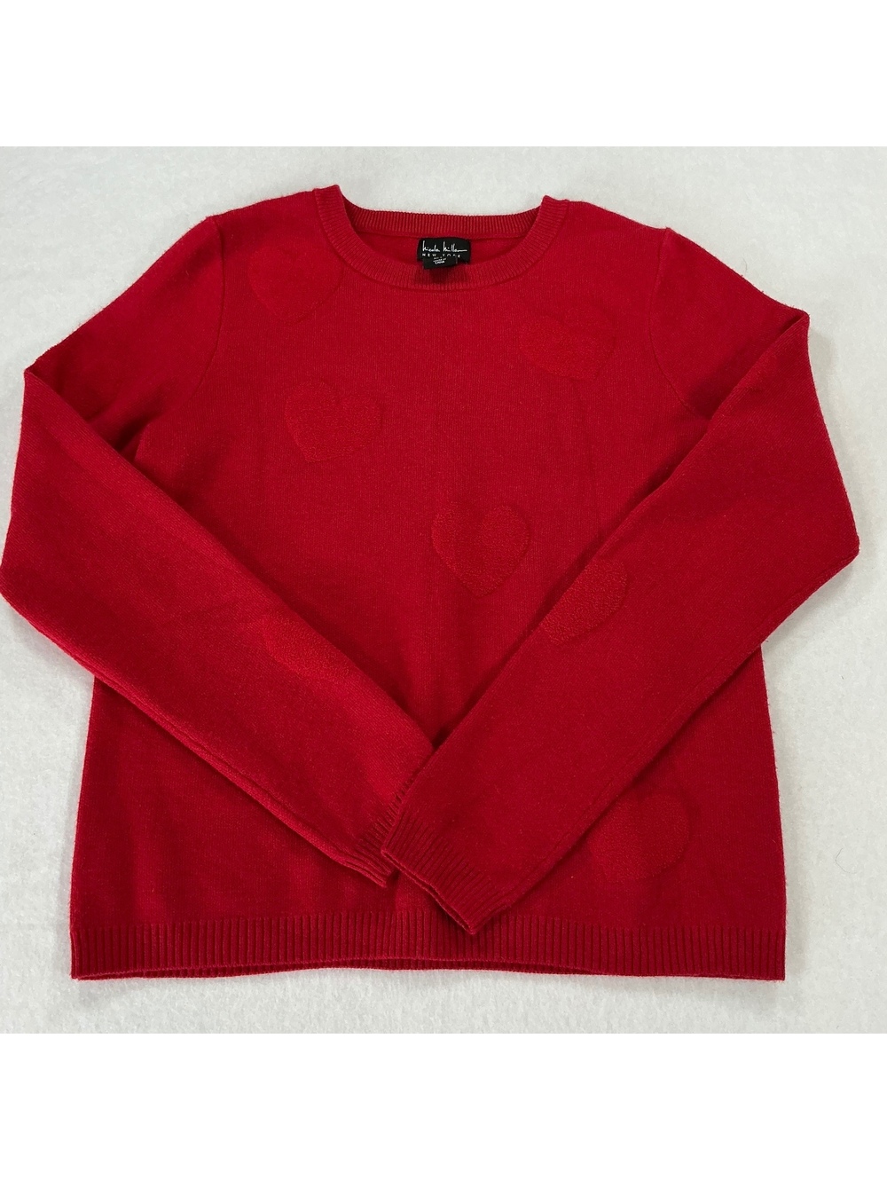 Nicole Miller New York Red Heart Crew Neck Sweater Women’s Small